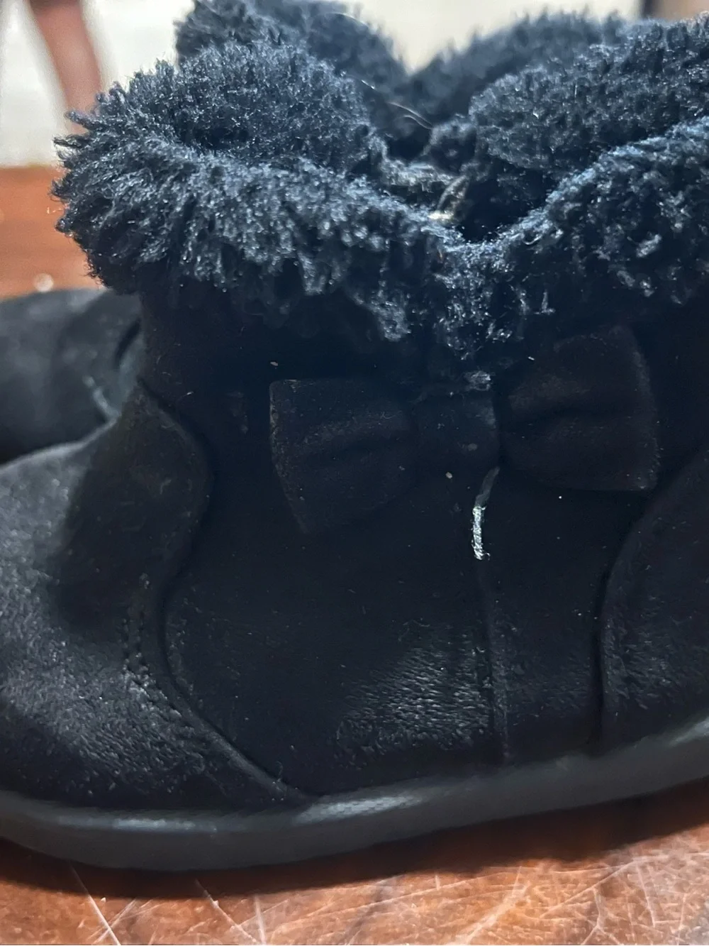 Kids Black Faux-Suede Cozy Winter Boots